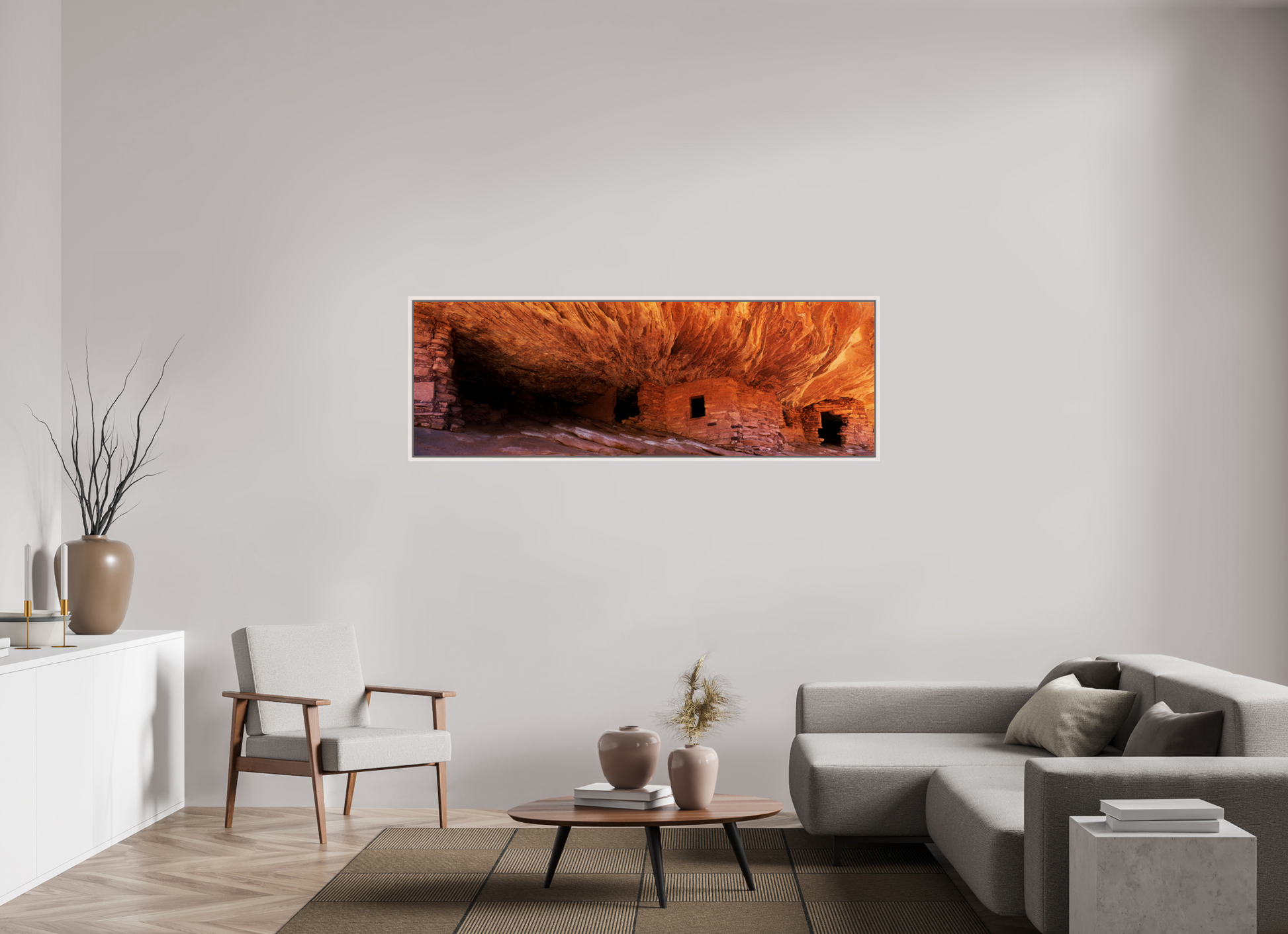 71.9 x 24″, Floater Frame - Basel 0.6", Maple White House on Fire
