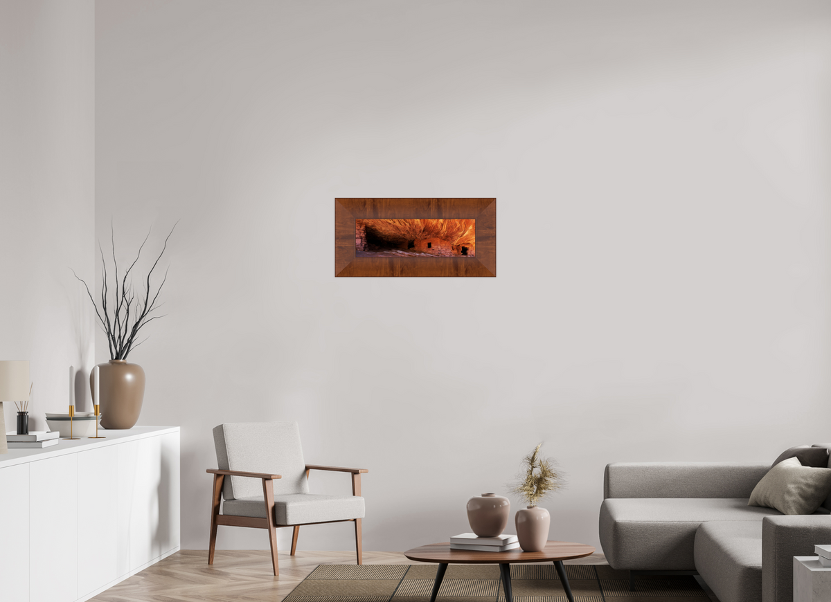 24 x 8″, FRAME - Tuscany 4.1', Walnut House on Fire
