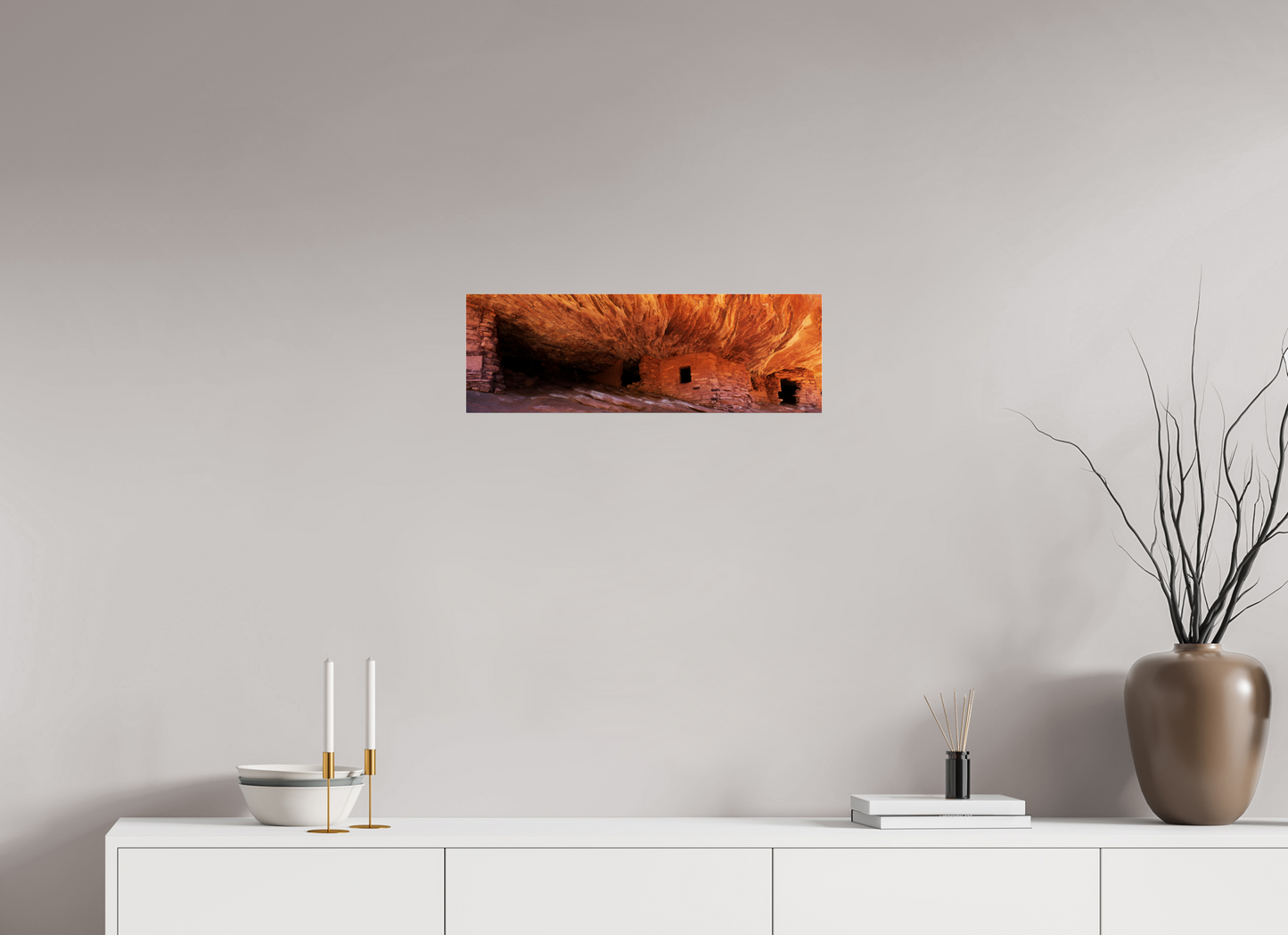 24 x 8″, Photo Print Under Acrylic Glass House on Fire